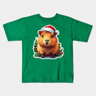 Capybara Christmas, Christmas Animals, Cute Adorable Funny Capybara Kids T-Shirt